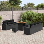 vidaXL Ensemble de canapé de jardin 10 Pièces Noir polyrotin