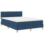 vidaXL Lit à ressort LED avec bandes LED Bleu 140 x 190 cm tissu