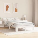 vidaXL Cadre de lit Blanc 135 x 190 cm Bois de pin massif
