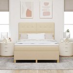 vidaXL Lit à ressorts avec matelas Crème 140 x 190 cm tissu