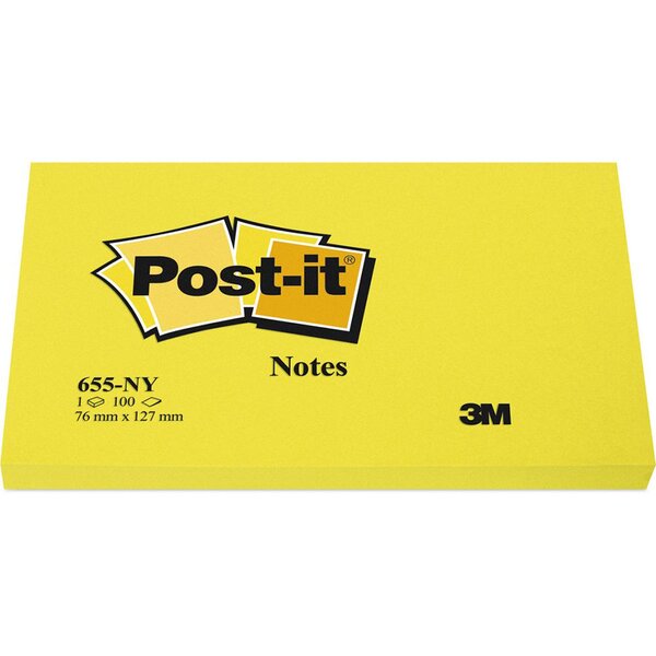 Bloc 100 Feuilles Notes Repositionnables Sticky Notes, carré Jaune Néon, 76 x 76 mm (paquet 6 x 100 feuilles)