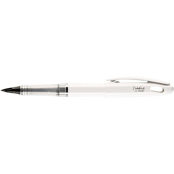 Feutre plume trj94 tradio corps vernis blanc encre noire pentel