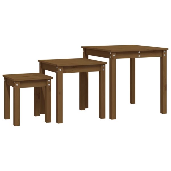 vidaXL Tables gigognes 3 Pièces Marron miel Bois de pin massif