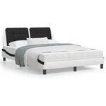 vidaXL Lit avec matelas blanc et noir 140x200 cm similicuir