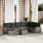 vidaXL Salon de jardin 9 Pièces avec coussins gris résine tressée