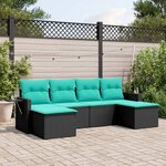 vidaXL Salon de jardin 6 Pièces avec coussins noir résine tressée