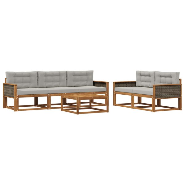 vidaXL Ensemble de canapés d'extérieur 6 Pièces Naturel et Gris clair