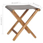 vidaXL Chaises pliables lot de 2 Bois teck solide et tissu Gris foncé