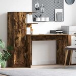 vidaXL Bureau avec rangement Chêne fumé Bois d'ingénierie