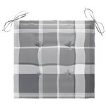 vidaXL Chaises de jardin lot de 4 avec coussins à carreaux gris Teck