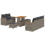 vidaXL Ensemble de canapé de jardin avec coussin 8 Pièces Gris Poly rotin