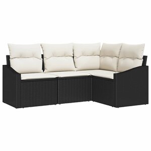 vidaXL Ensemble de salle à manger pour jardin 4 Pièces Noir et Crème