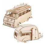 Maquettes en bois 3D à customiser : Camping car et caravane