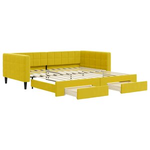vidaXL Lit de jour avec gigogne et tiroirs jaune 100x200 cm velours