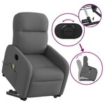 vidaXL Fauteuil inclinable de massage électrique Gris foncé Tissu