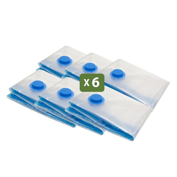 Pack and Move - Lot 6 Housses Rangement Sous Vide - Taille S 50 x 70 cm - Sac de Compression - Vêtements Pull Hiver - Petit Format - Fermeture Zip