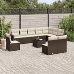vidaXL Salon de jardin et coussins 11 Pièces marron résine tressée
