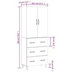 vidaXL Buffet haut Gris béton 69 5x34x180 cm Bois d'ingénierie
