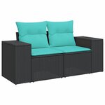 vidaXL Salon de jardin 4 Pièces avec coussins noir résine tressée