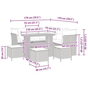 vidaXL Ensemble de canapé de jardin avec coussin 9 Pièces Noir