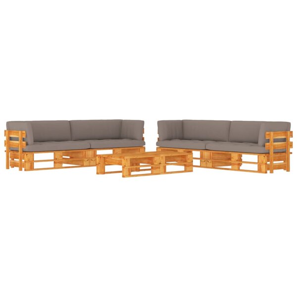 vidaXL Salon de jardin 6 Pièces avec coussins pin imprégné de marron miel