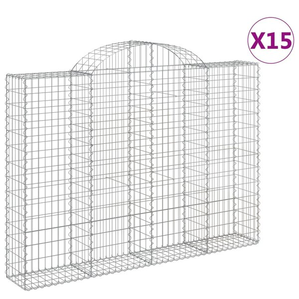 vidaXL Paniers à gabions arqués 15 Pièces 200x30x140/160 cm Fer galvanisé