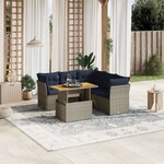vidaXL Salon de jardin 5 Pièces avec coussins gris résine tressée
