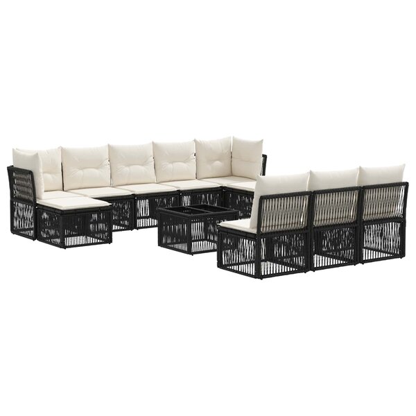 vidaXL Ensemble de canapé de jardin 11 Pièces Noir polyrotin