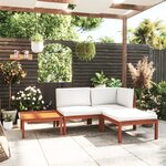 vidaXL Salon de jardin 4 Pièces avec coussins Crème Bois d'acacia solide