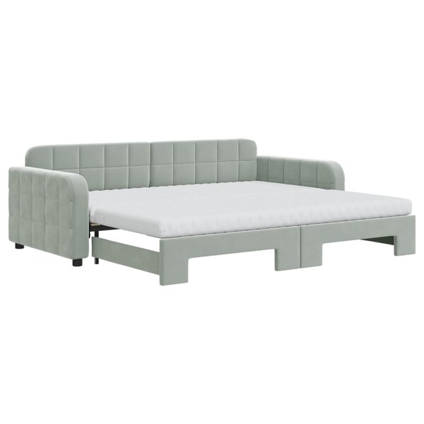 vidaXL Lit de jour avec gigogne et matelas gris clair 90x200cm velours