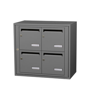 Bloc collectif Leabox  2x2  grade 3  simple face  intérieur  fixation murale  gris poussière ral 7037 finition brillante