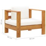Vidaxl chaise de jardin avec coussin crème bois d'acacia solide