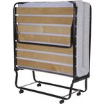 Lit d'appoint pliant 17 lattes 90 x 190 cm + Matelas mousse 10 cm
