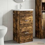 vidaXL Meuble de salle de bain avec évier Chêne fumé 42 x 40 x 84 5 cm
