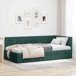 vidaXL Cadre de lit d'angle Vert foncé 100 x 200 cm Velours