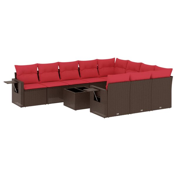 vidaXL Salon de jardin et coussins 11 Pièces marron résine tressée