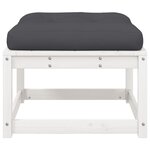 vidaXL Repose-pied de jardin avec coussins blanc bois de pin massif