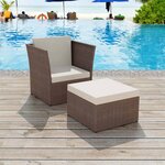 vidaXL Chaise de jardin avec tabouret Marron Résine tressée