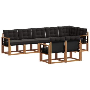 vidaXL Ensemble de canapés d'extérieur 8 Pièces Naturel et Noir