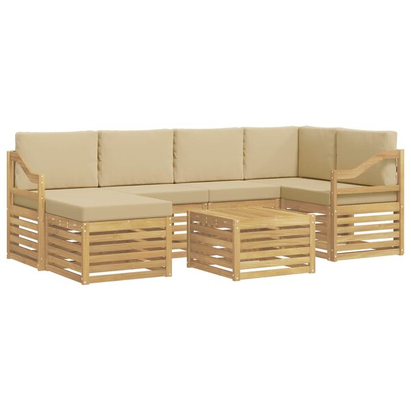 vidaXL Ensemble de canapés d'extérieur 7 Pièces Blanc et Beige Polyester