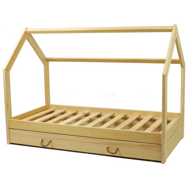 Lit scandinave  maison 160x80cm + tiroir bois
