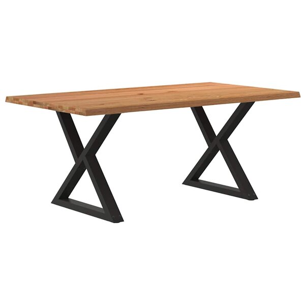 vidaXL Table à manger avec bord vivant 180x100x74 cm bois massif chêne