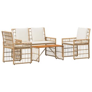 vidaXL Ensemble de meubles d'extérieur 4 pc Blanc Naturel et Crème