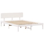 vidaXL Cadre de lit avec tête de lit Blanc 150 x 200 cm Pin massif