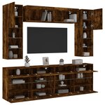 vidaXL Ensemble de meubles TV muraux 6Pièces et lumières LED chêne fumé