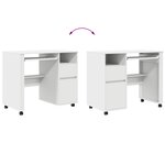 vidaXL Bureau blanc avec tiroirs Blanc MDF  Panneau de particules Standard