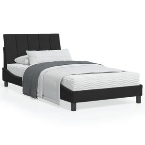 vidaXL Lit avec matelas Hanko noir 100x200 cm velours