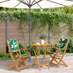 vidaXL Ensemble de bistro 3 Pièces motif de feuilles tissu et bois massif