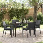 vidaXL Ensemble de salle à manger pour jardin 5 Pièces Noir Poly rotin