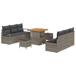 vidaXL Ensemble de canapé de jardin 9 Pièces Gris Poly rotin